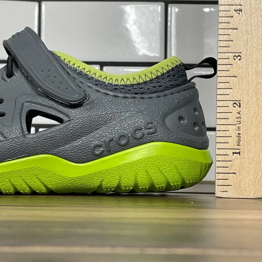 CROCS Swiftwater Play Shoe Little Girl's Size c12 Gray Green Water Sneakers